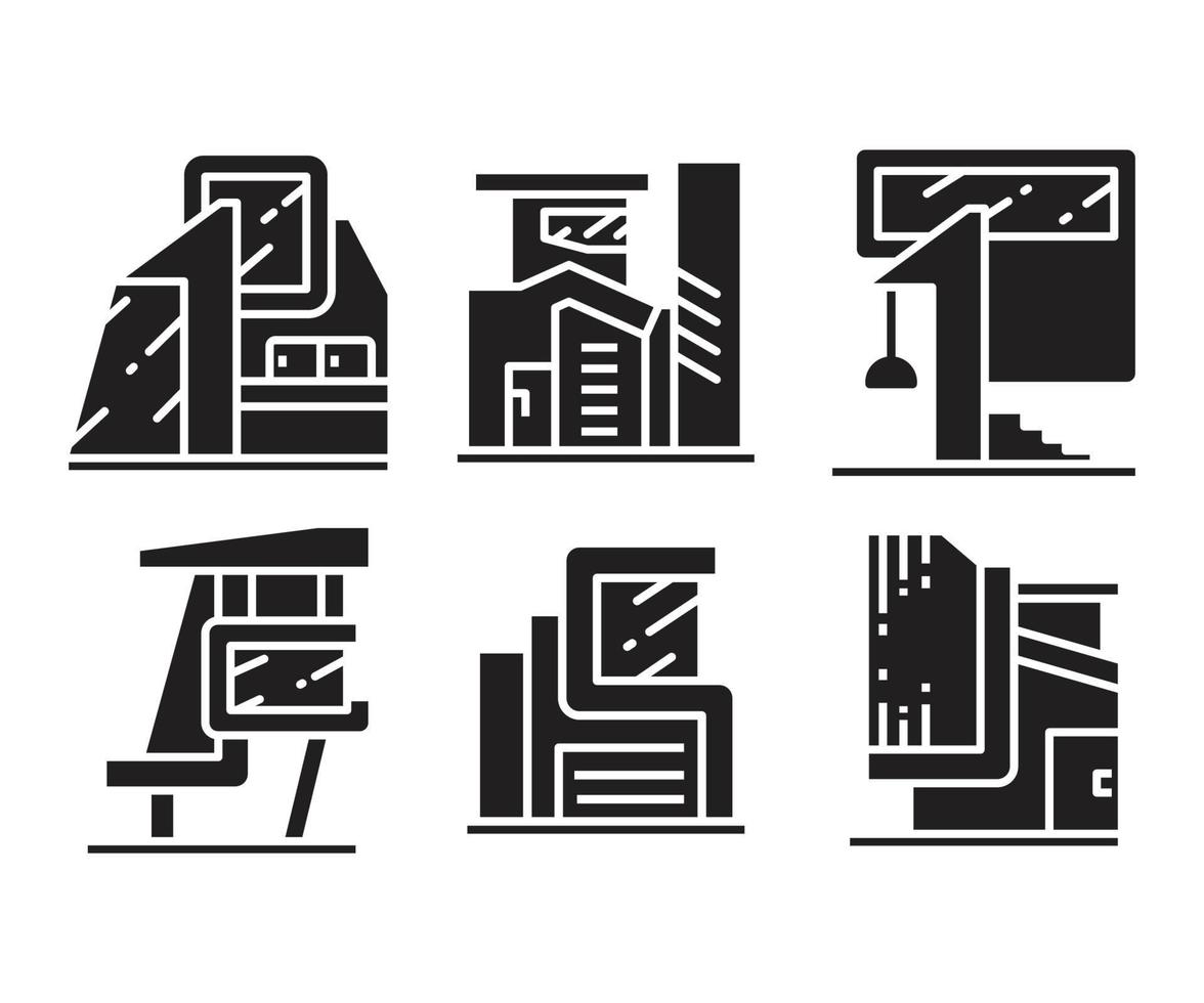 ilustración de iconos de edificio moderno vector
