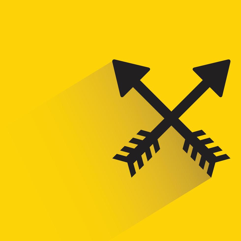 crossed arrows weapon on yellow background vector