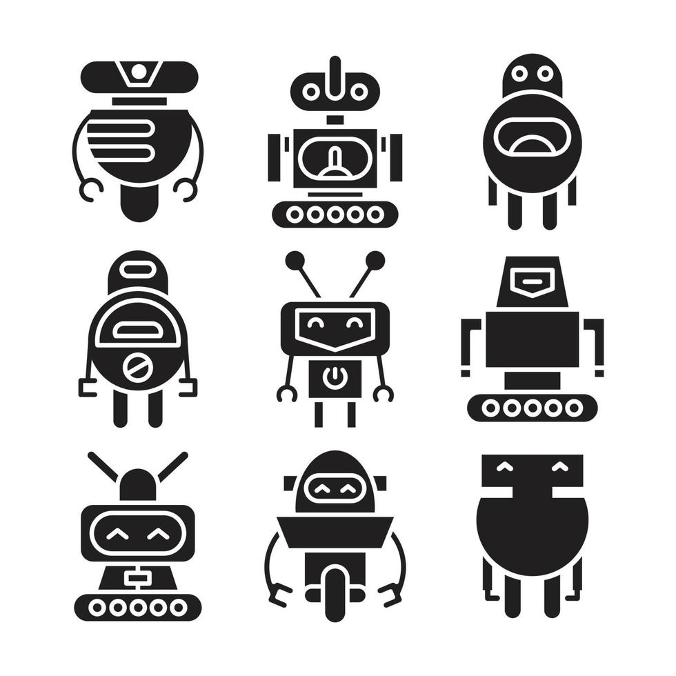 ilustración de conjunto de personajes de robot vector