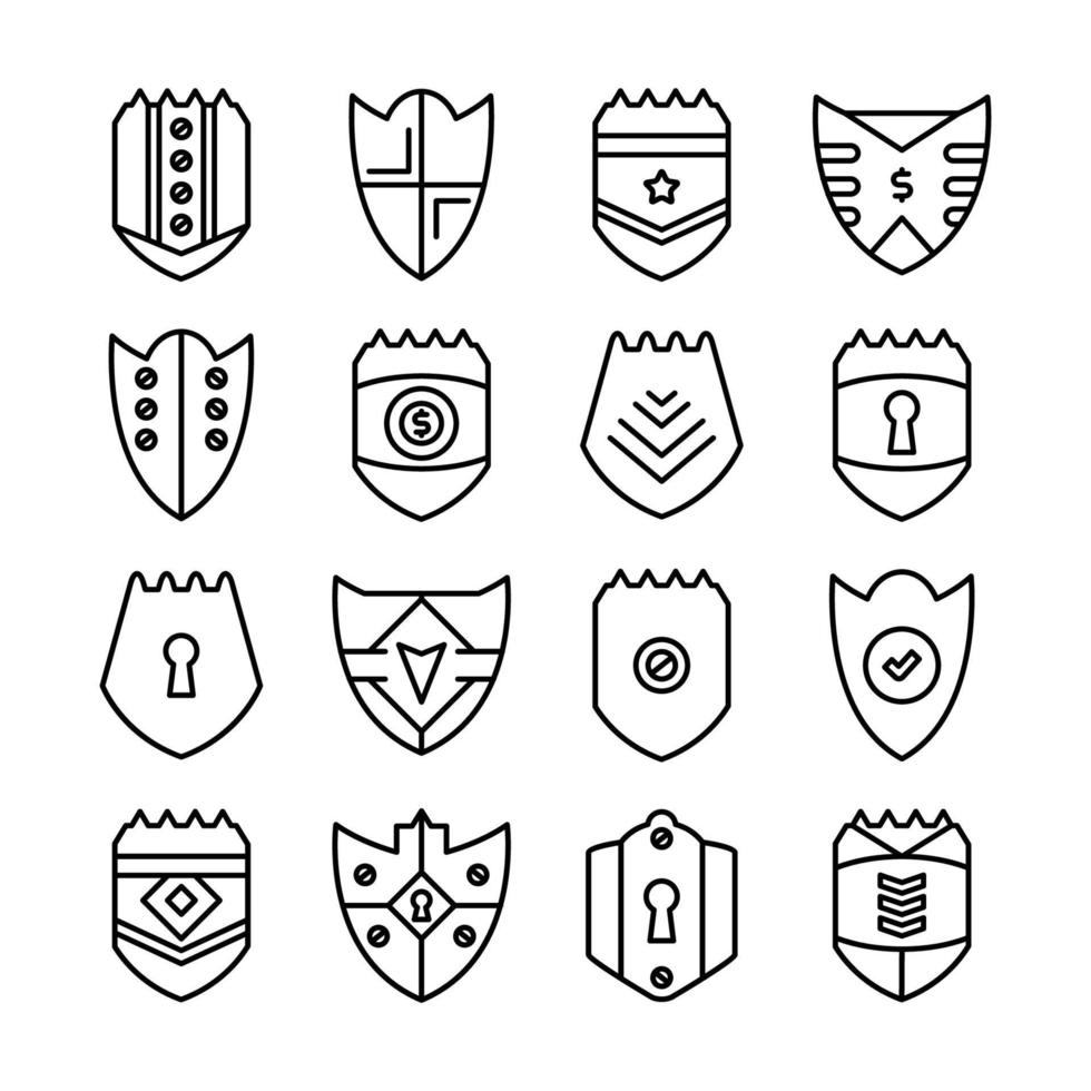 shield badge line icons vector