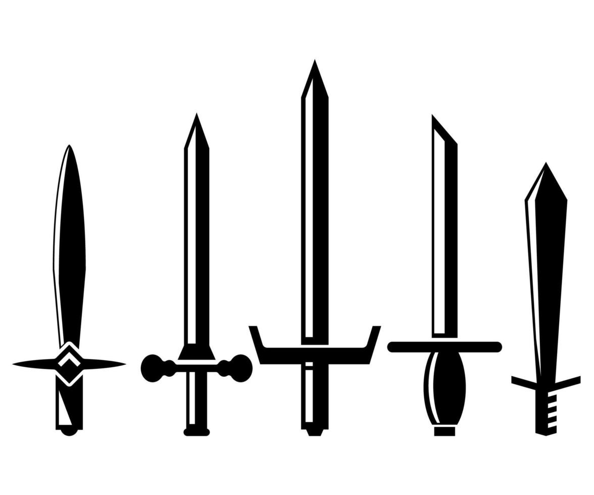 long swords icons vector