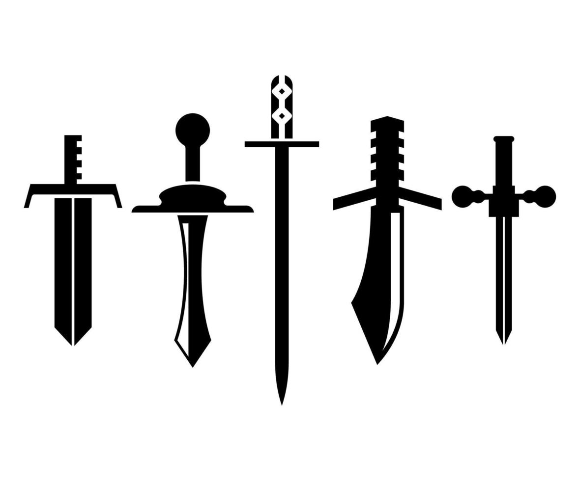 iconos de espadas de caballero vector