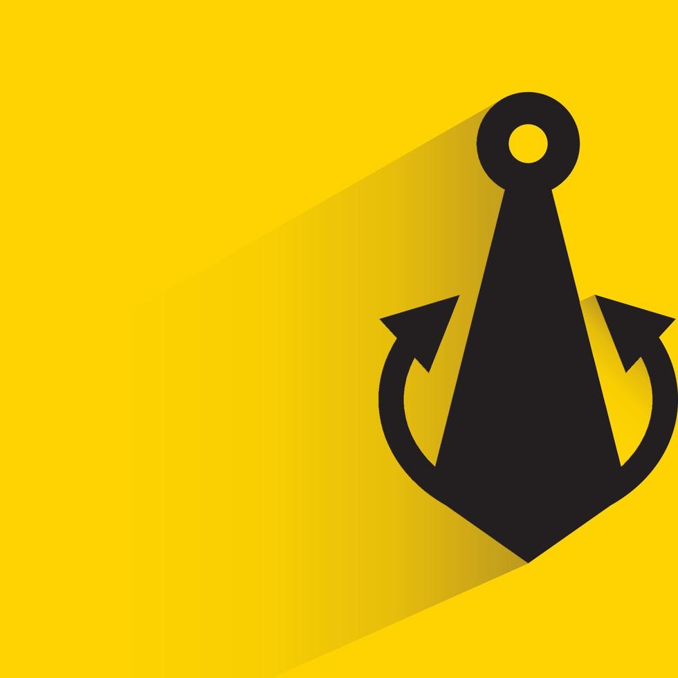 anchor with shadow on yellow background vector