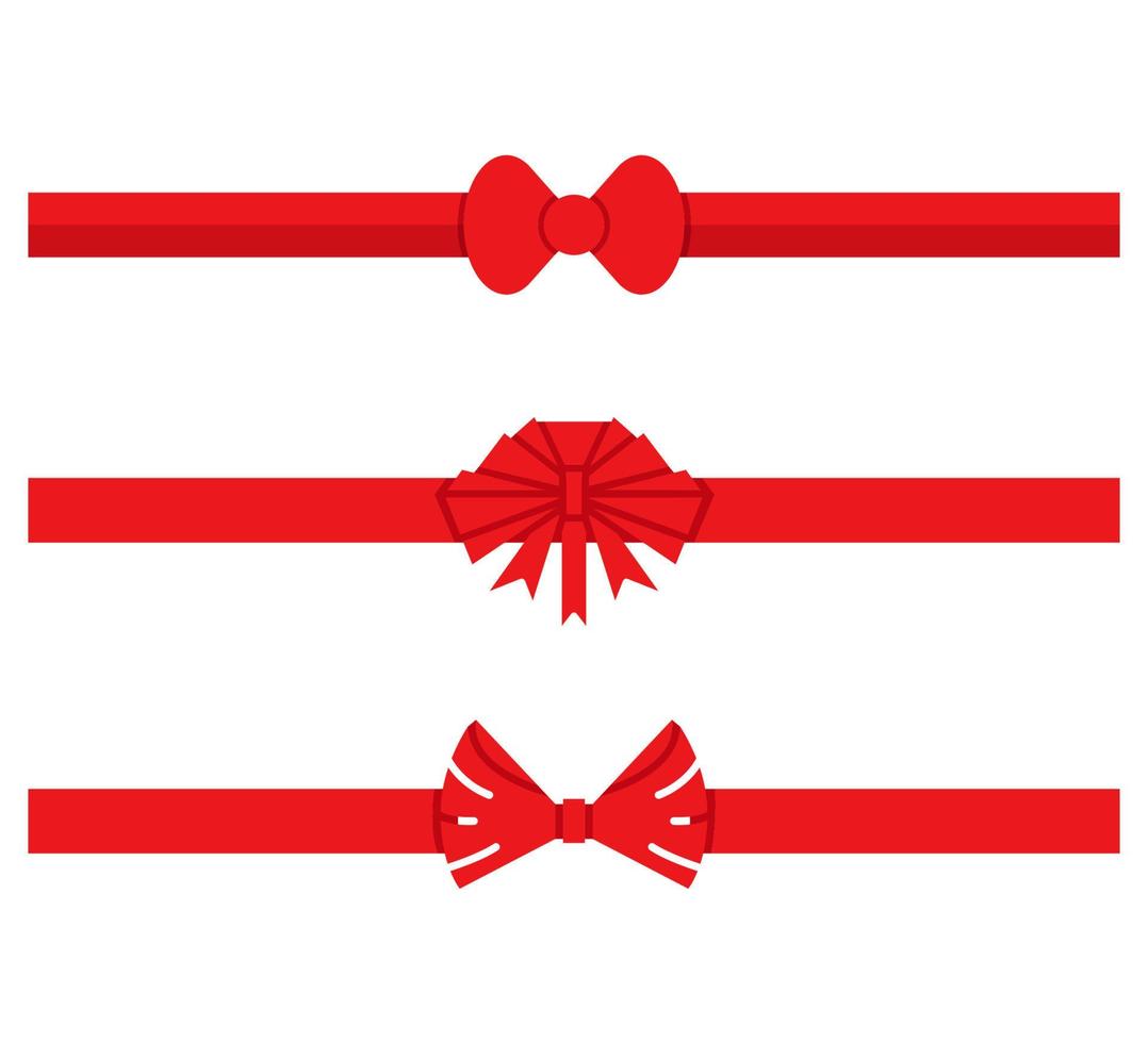 red ribbon and bow tie set vector