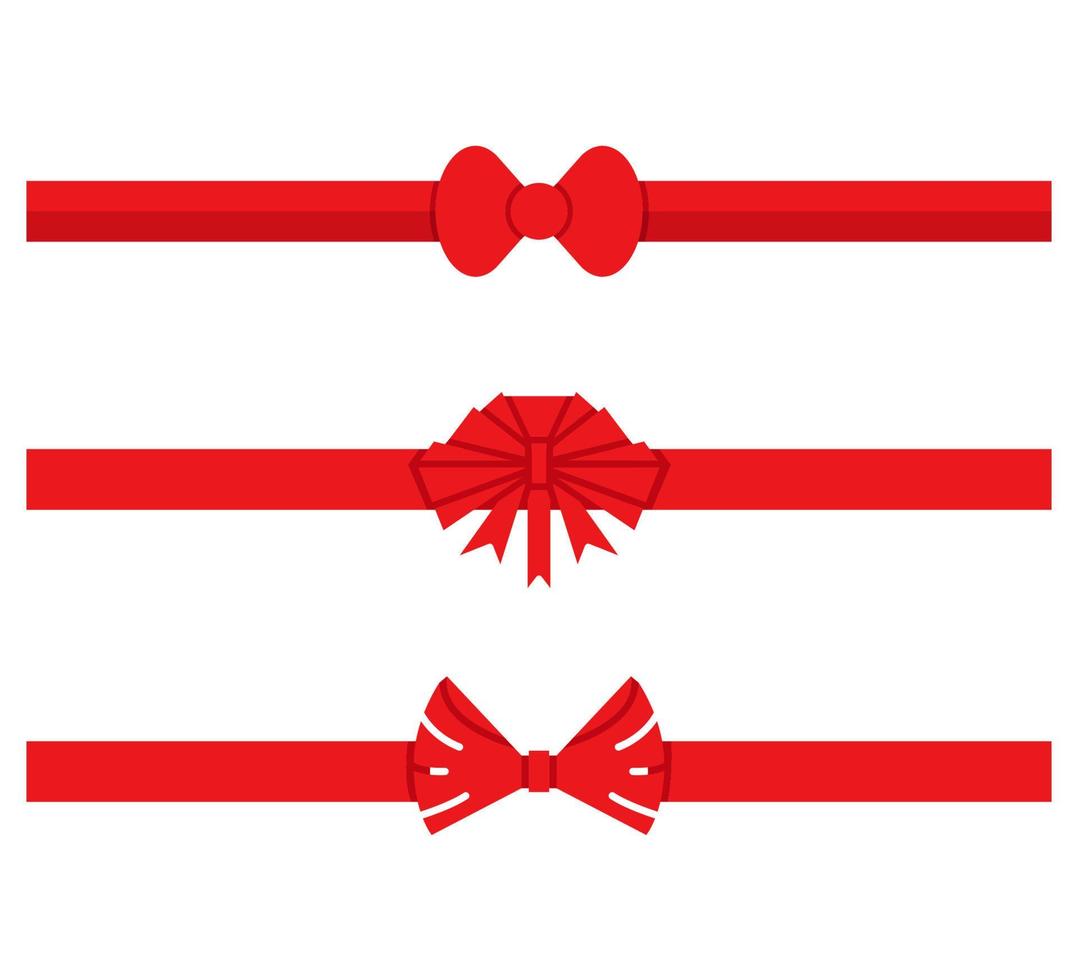 red ribbon and bow tie set vector