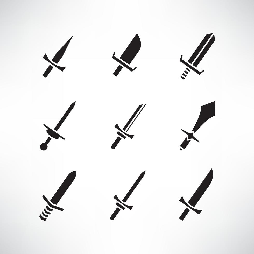 sword and dagger icons set vector