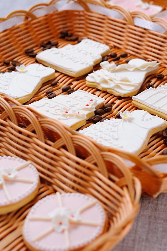 Wedding cookies in a basket photo