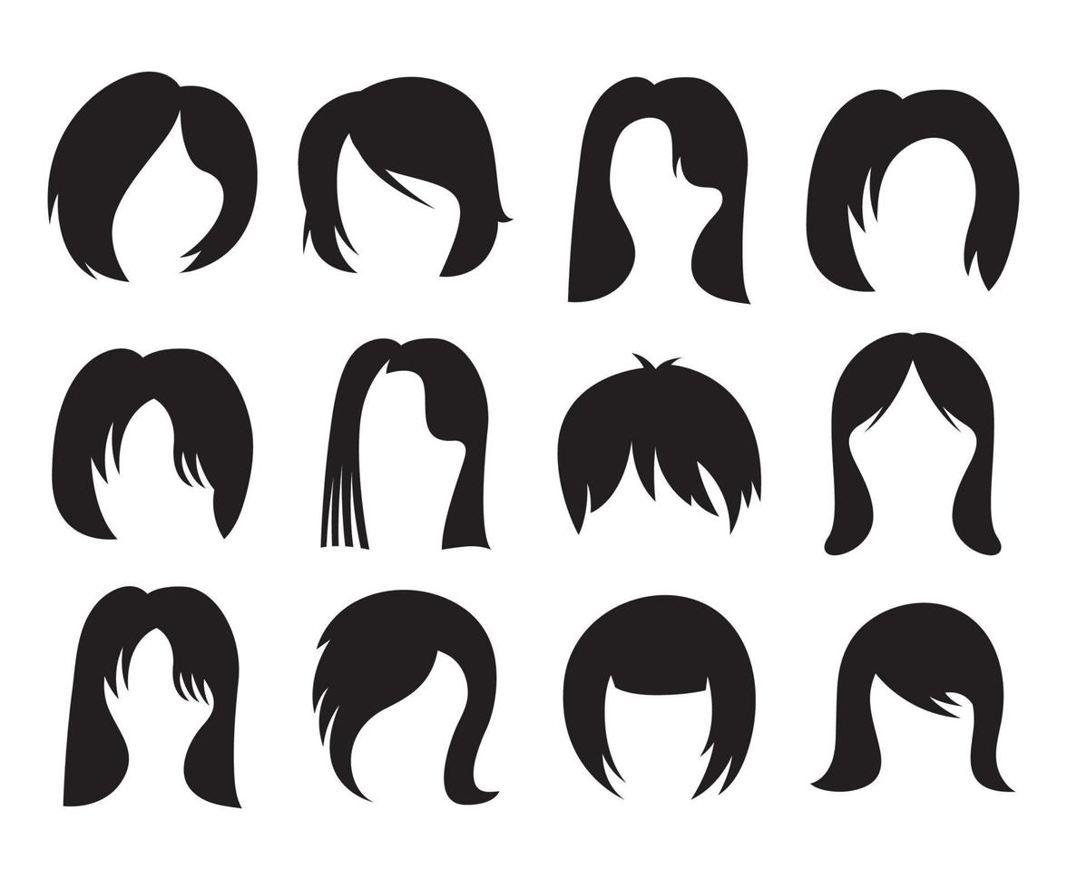 hairstyle and wig icons set vector