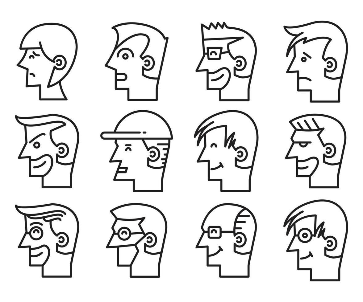 conjunto de avatares de cara de hombre y mujer vector