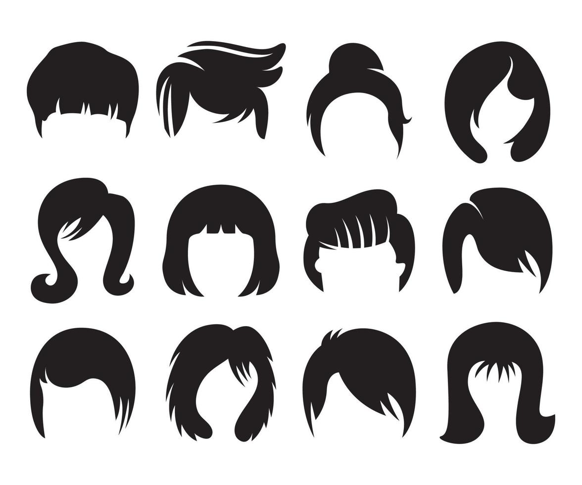 silhouette hairstyle and wig icons 6919618 Vector Art at Vecteezy