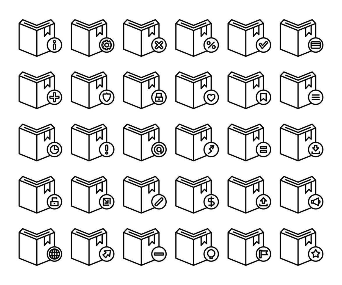 book icons set line illustration vector
