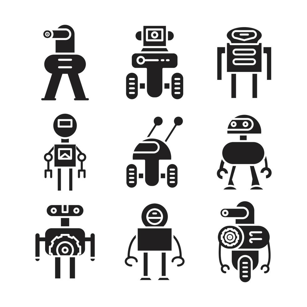 set of robot icons vector