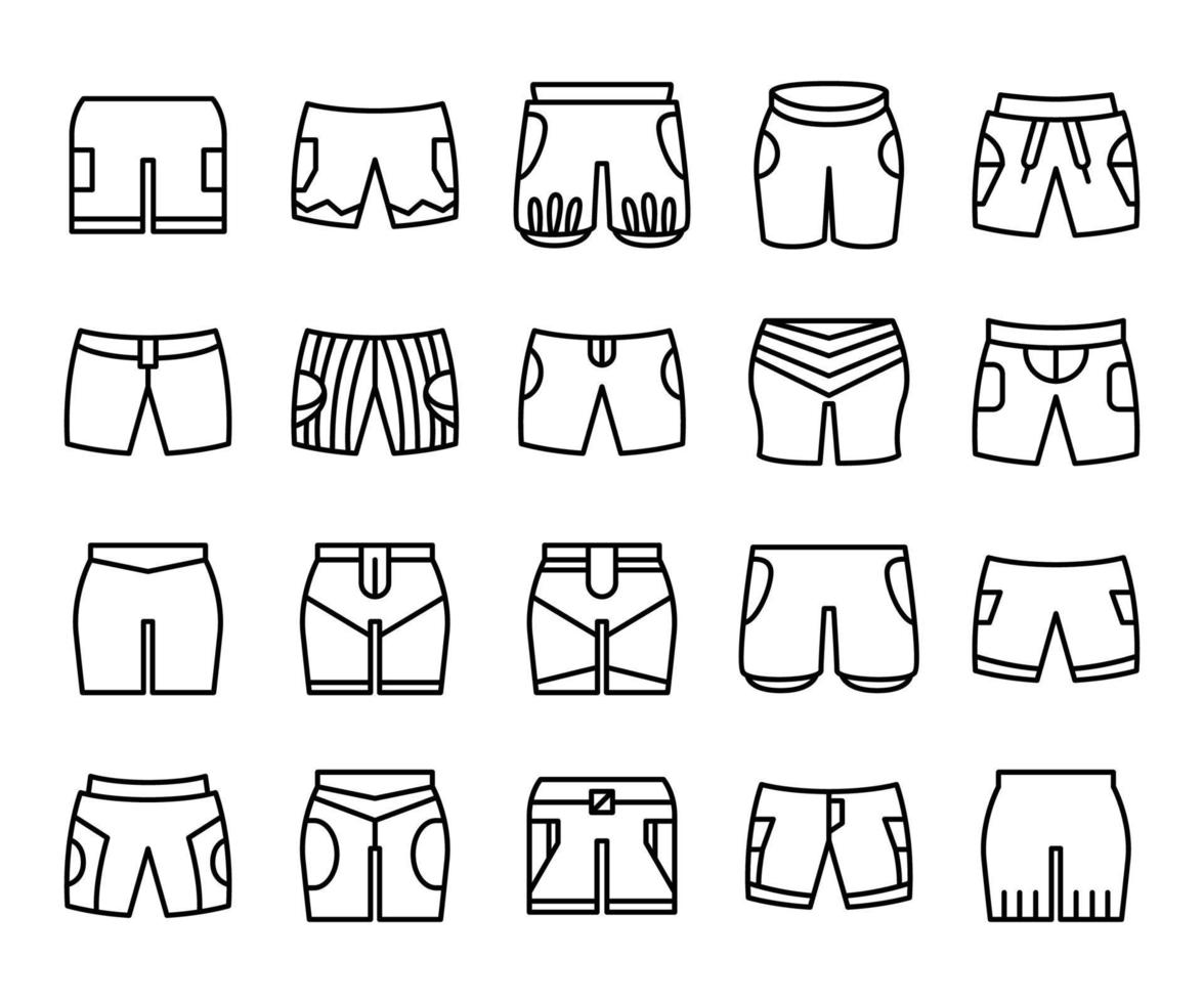 set of short pants icons vector