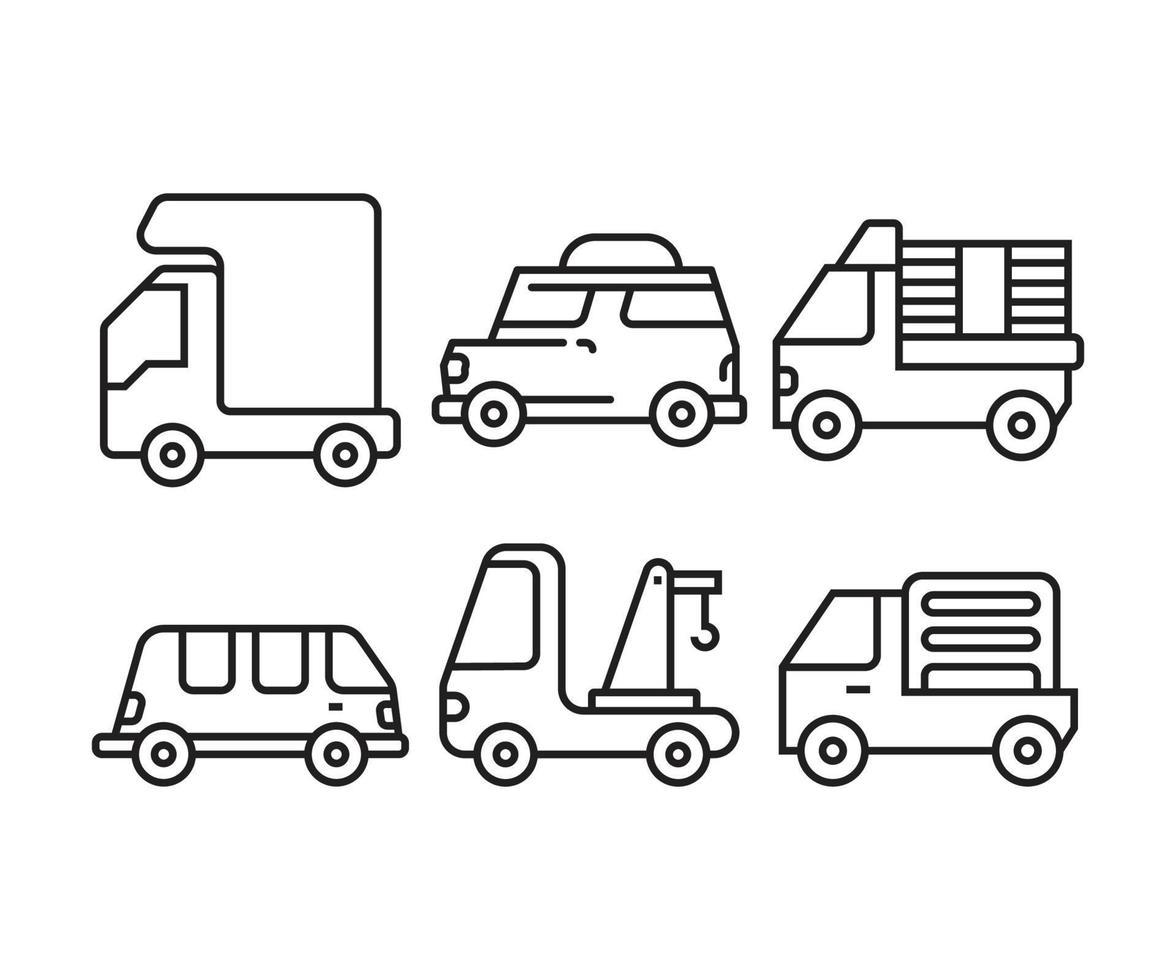 tow truck, van and lorry truck icons vector illustration