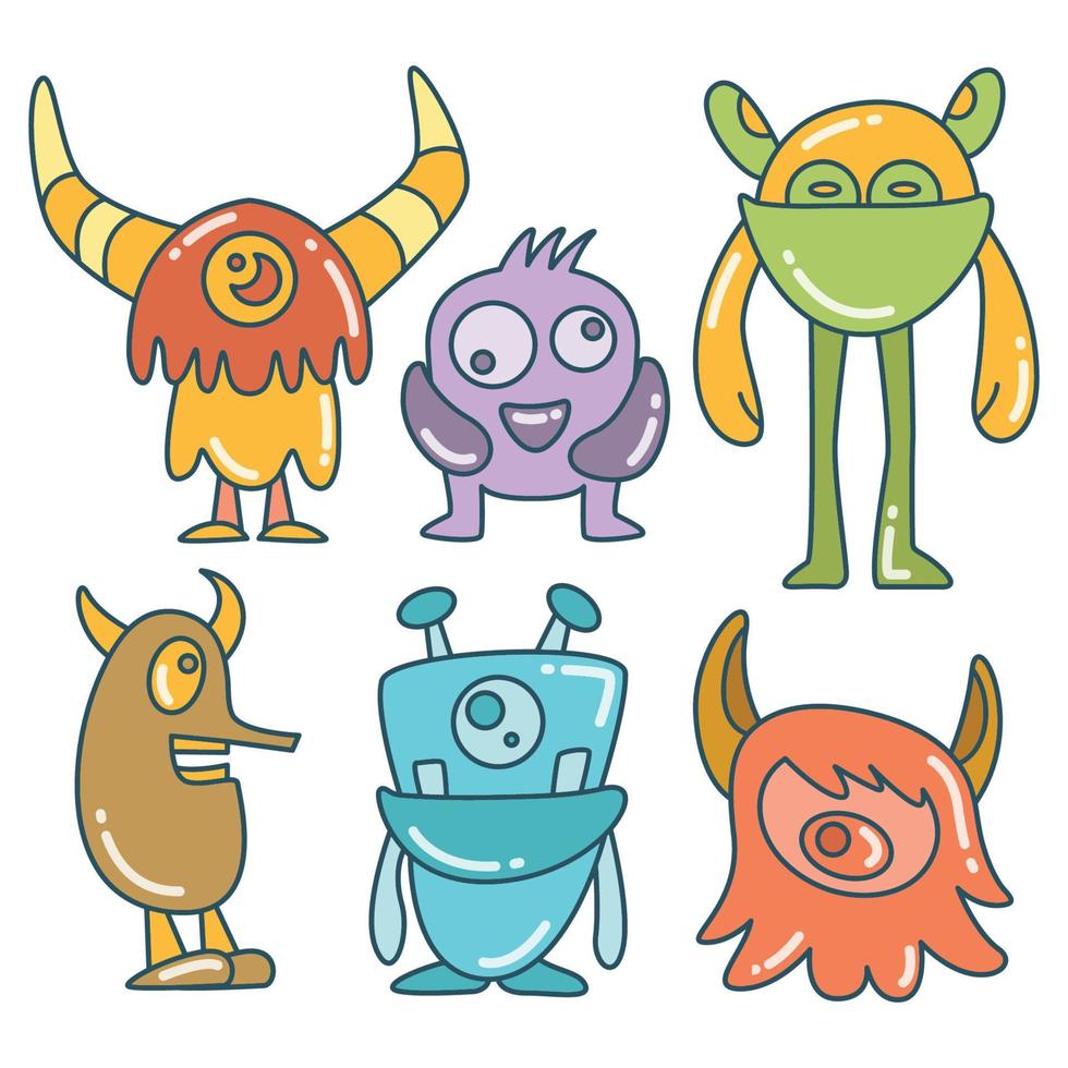 ilustración de personajes de monstruos coloridos vector