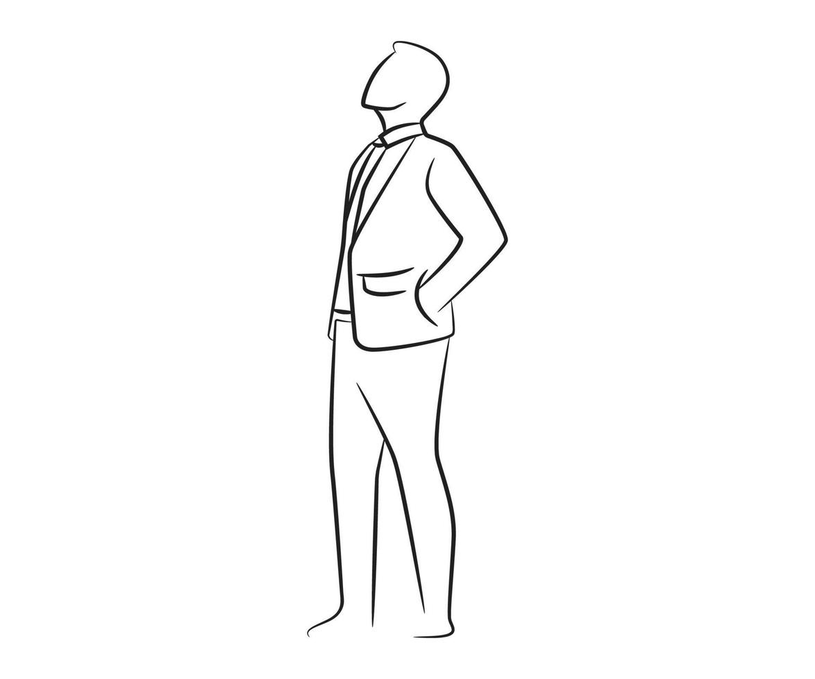 hand drawn businessman character line art vector
