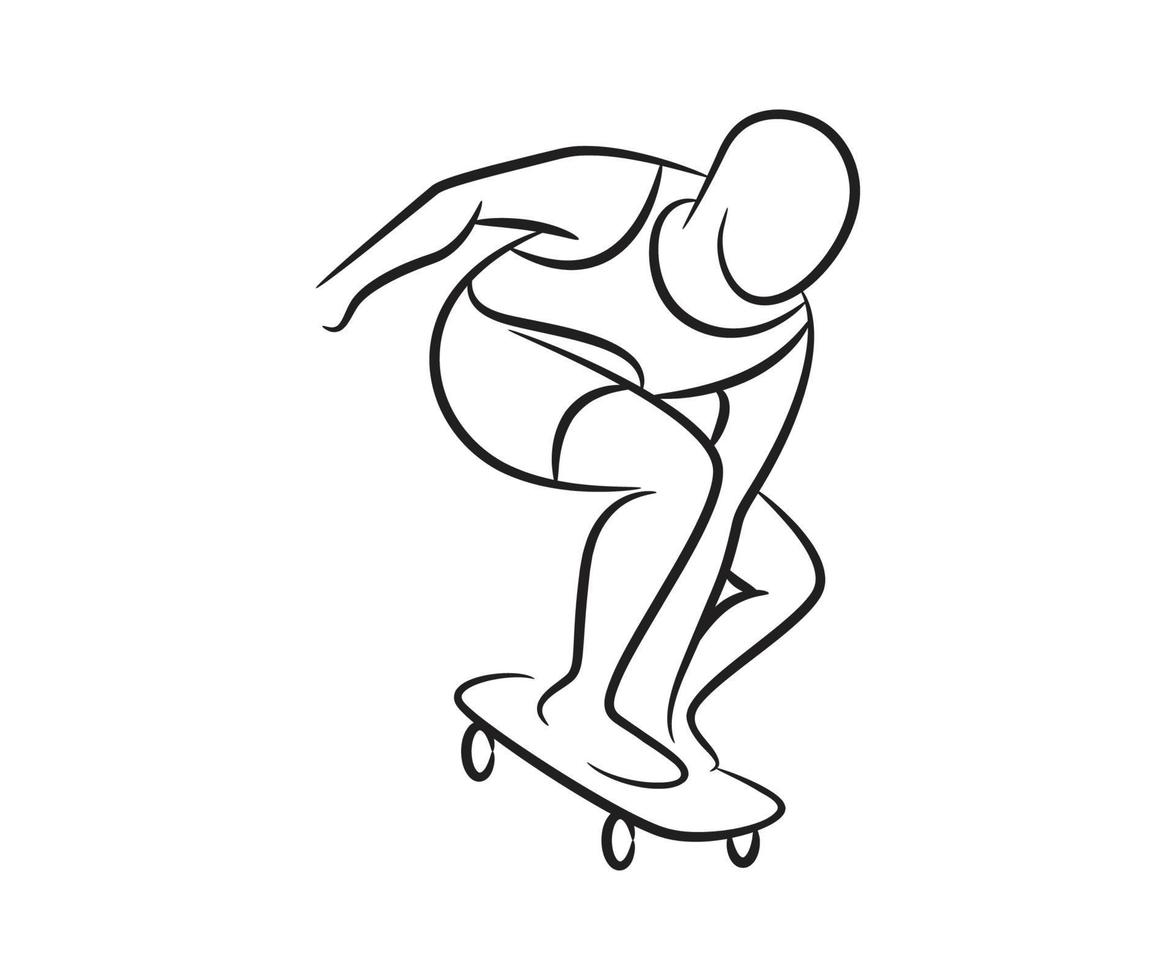 skateboard player sketch illustration vector