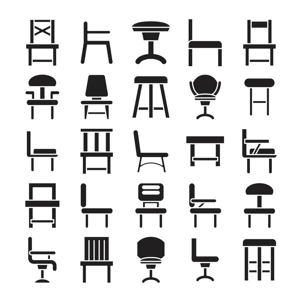 chair icons set vector