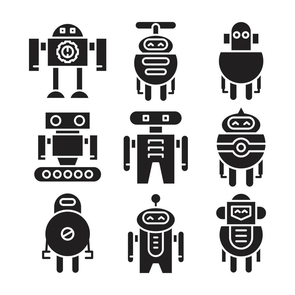 iconos de robots de dibujos animados vector