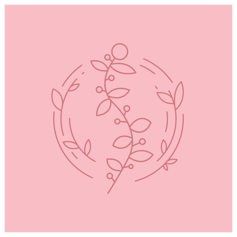 floral wreath on pink background illustration vector