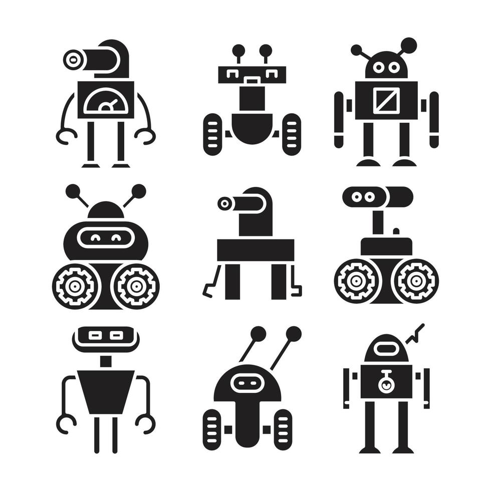 robot character icons vector