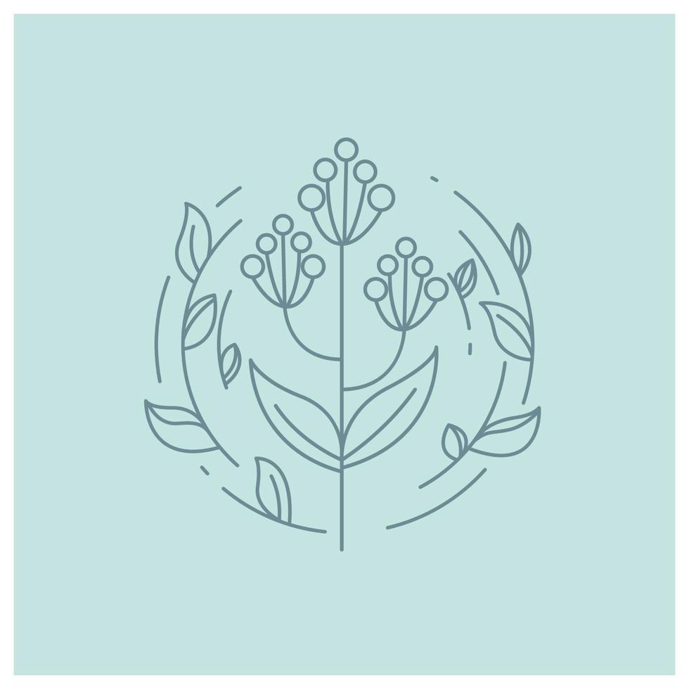 floral wreath on blue background illustration vector