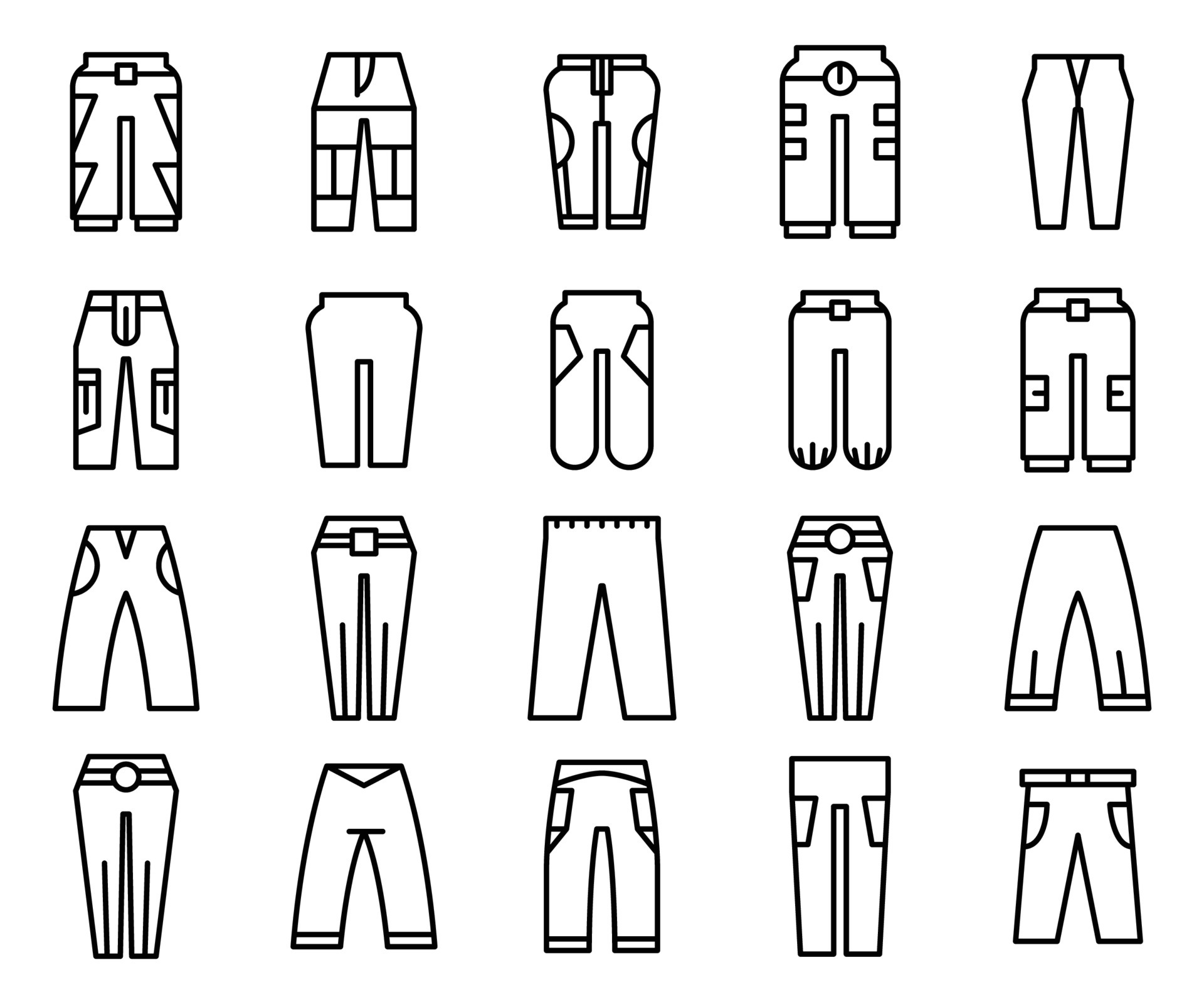 trouser pants icons line art 6919688 Vector Art at Vecteezy