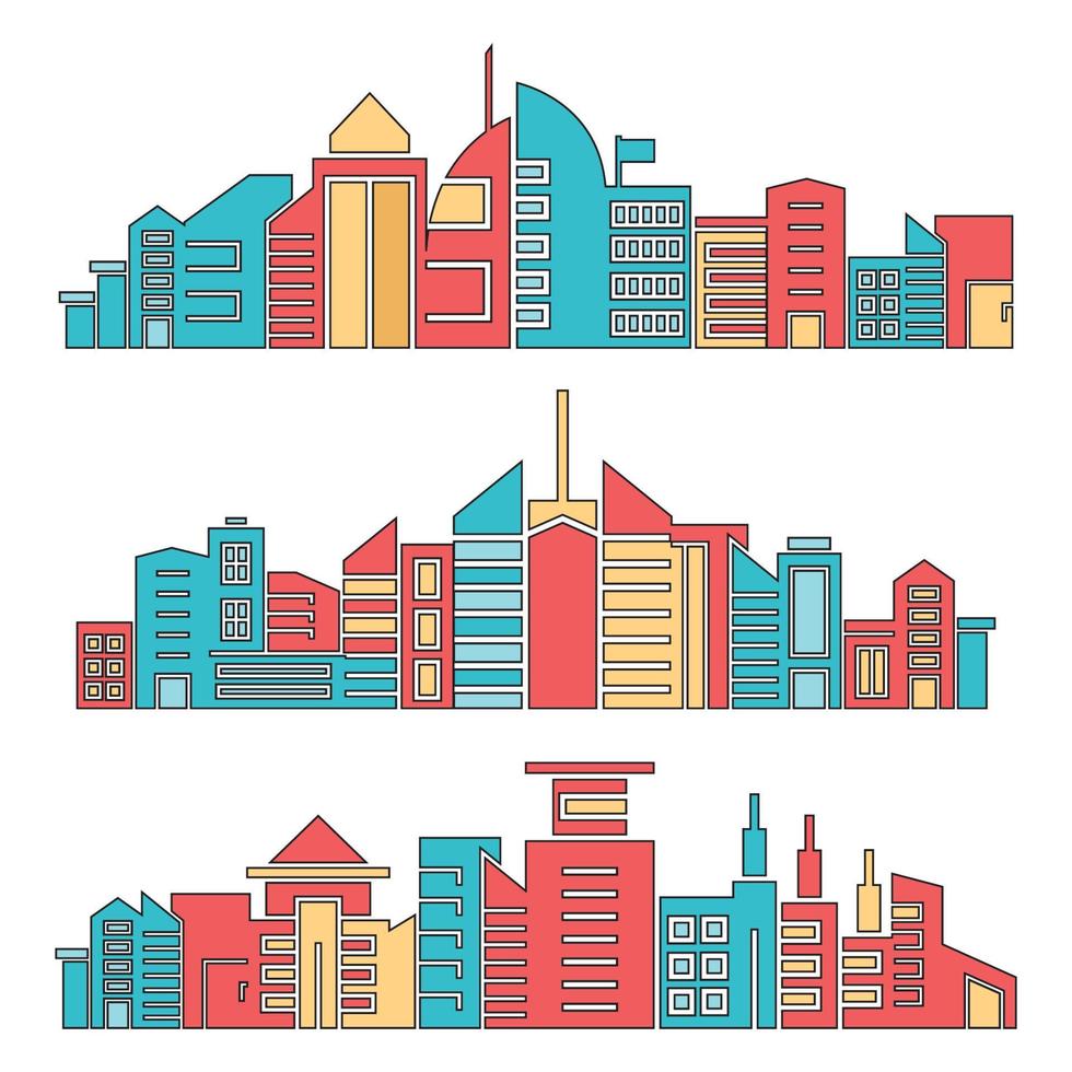paisaje urbano colorido conjunto ilustración vectorial vector