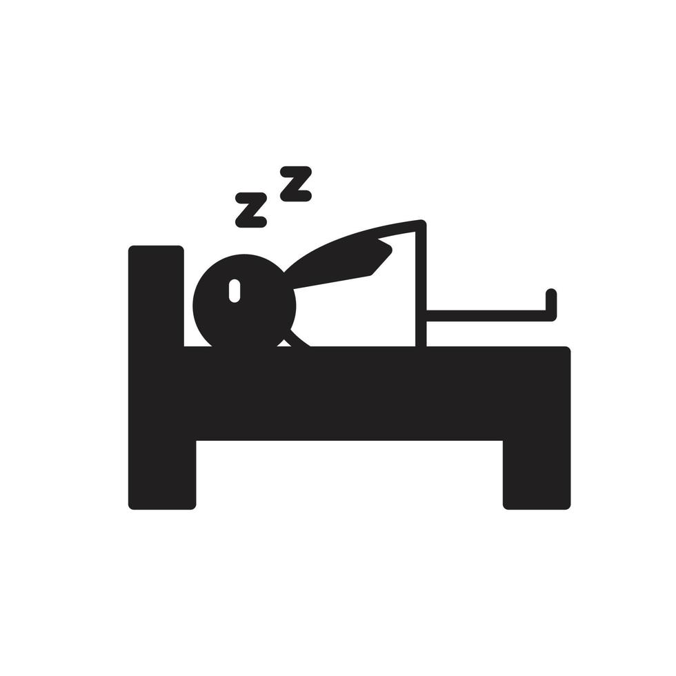 hombre de negocios figura de palo durmiendo en la cama ilustración vector