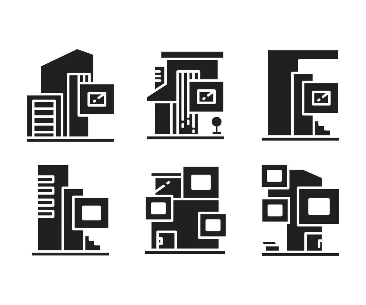 Iconos modernos de construcción de apartamentos y condominios vector