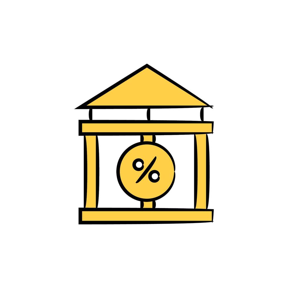 bank and interest rate icon vector