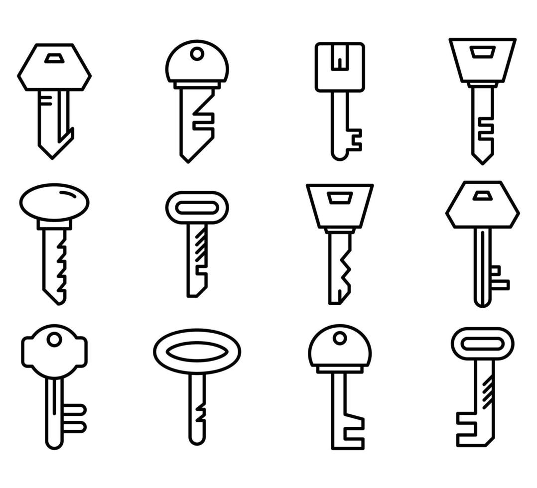 key icons set line illustration vector