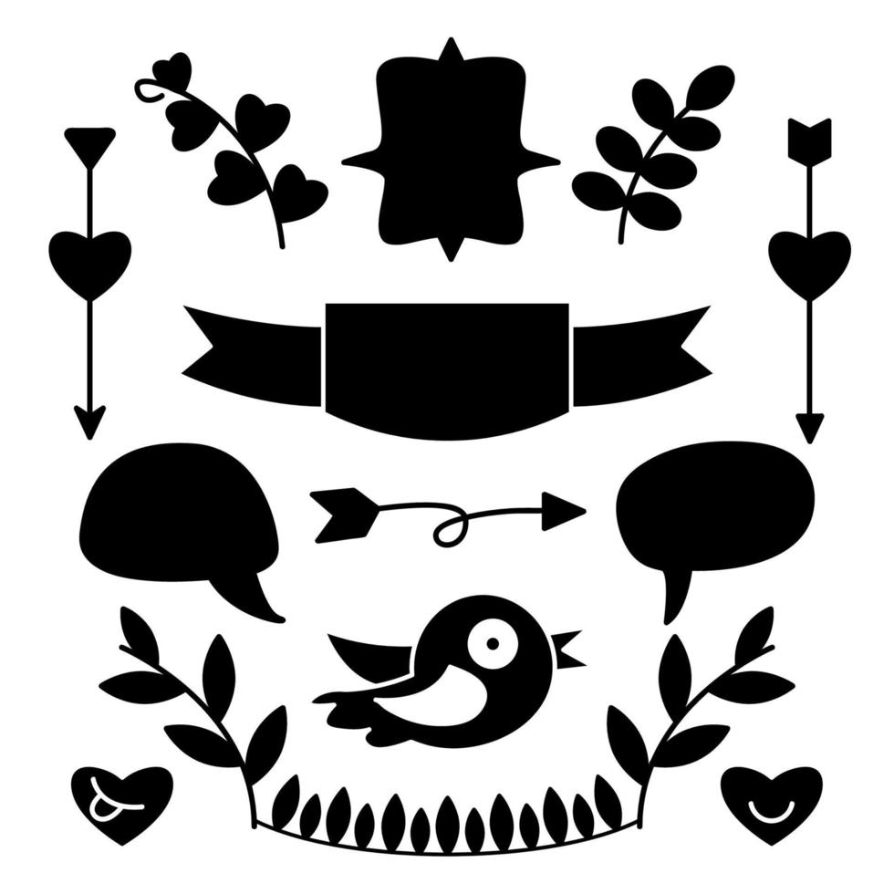 ribbon badge and valentine party banner elements illustration vector