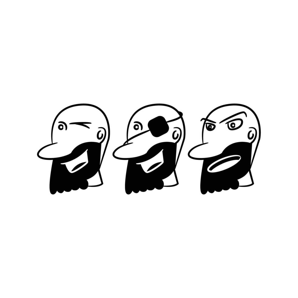 hand drawn doodle beard man avatars vector