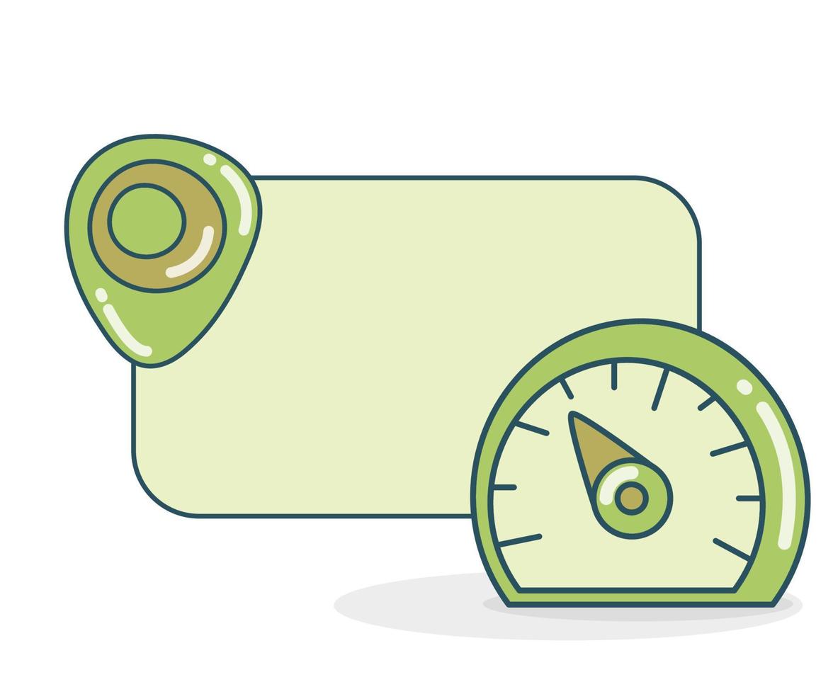 blank board with speedometer and pin vector illustration