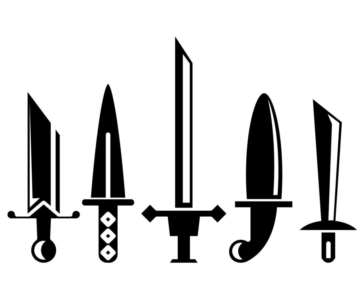 dagger and sword icons vector