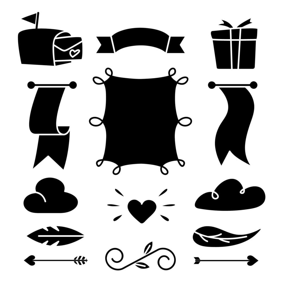 ribbon badge and cute party banner elements vecgtor illustration vector