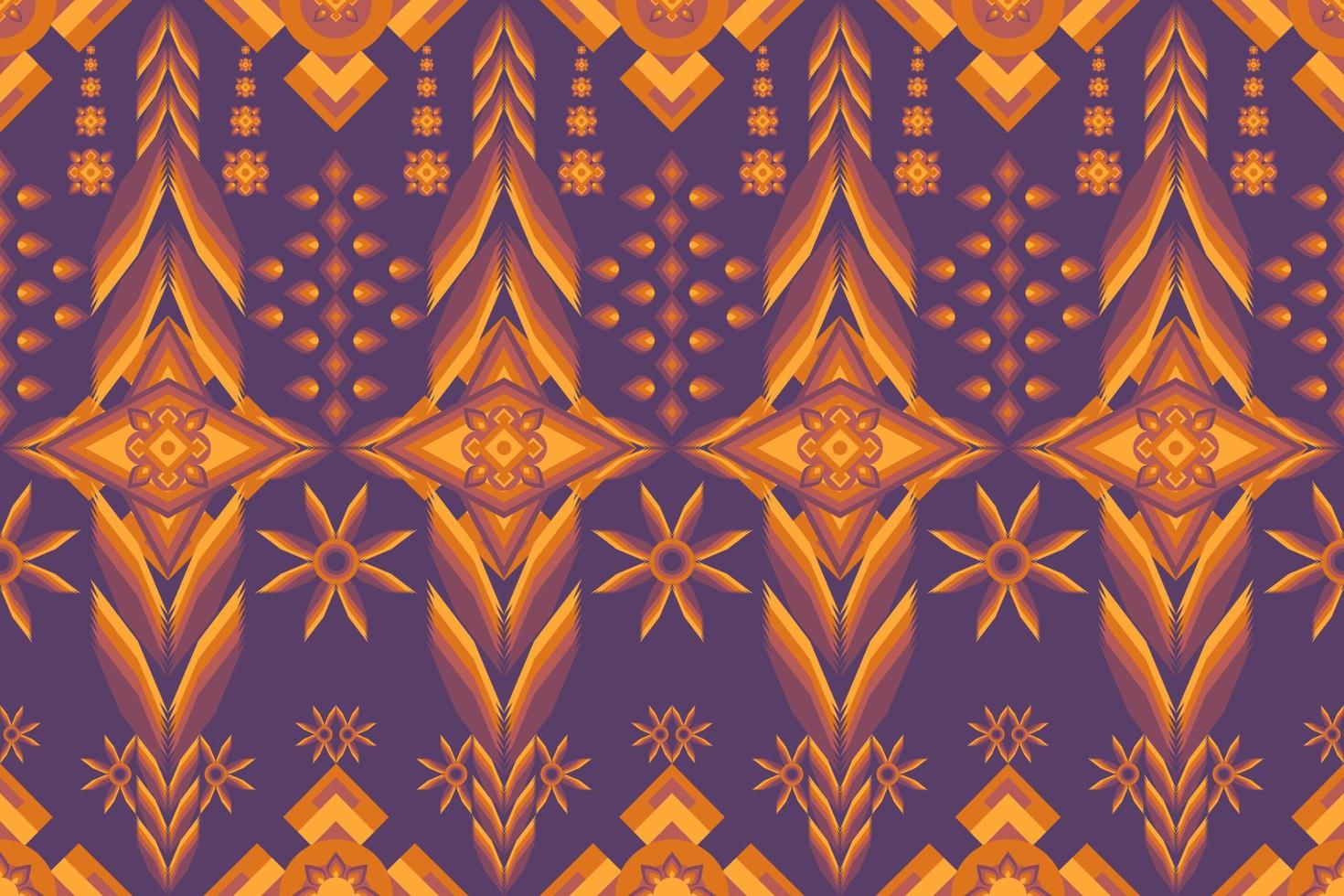 Abstract design from geometric shapes. Tribal fabric pattern, flowers and leaves. vector