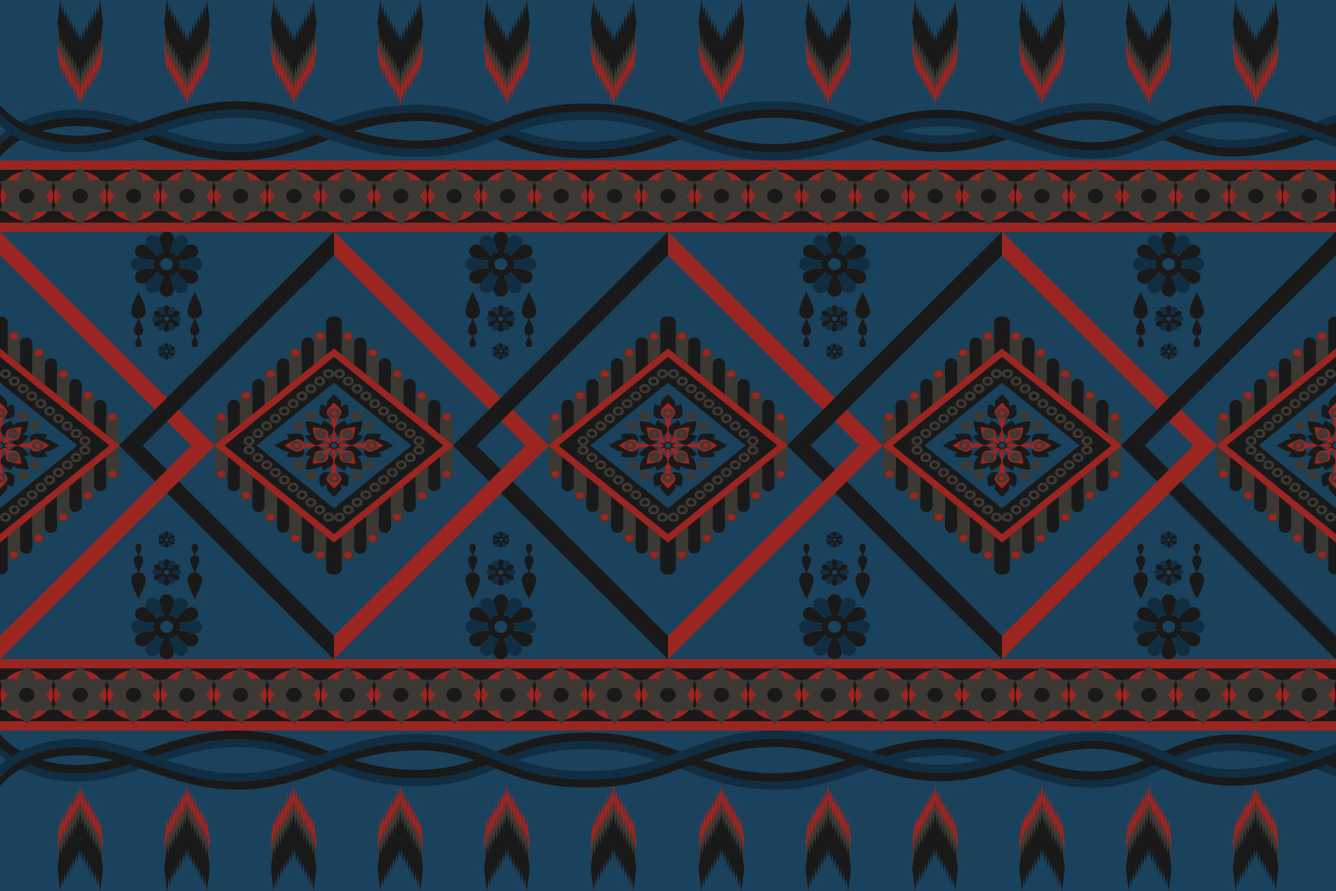 Fabric pattern design from geometric shapes to flowers and alternating