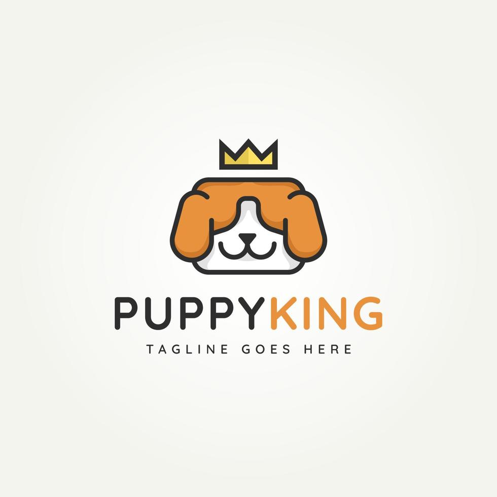 puppy king minimalist flat pet shop logo vector