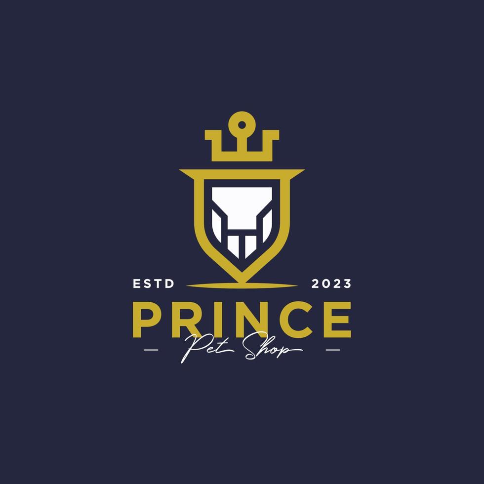 diseño del logotipo de la tienda de mascotas prince vector