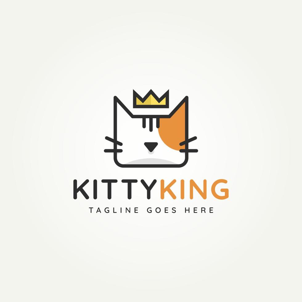 kitty king minimalist flat pet shop logo vector