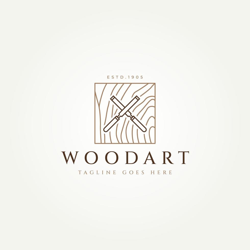 woodwork simple line art logo design vector
