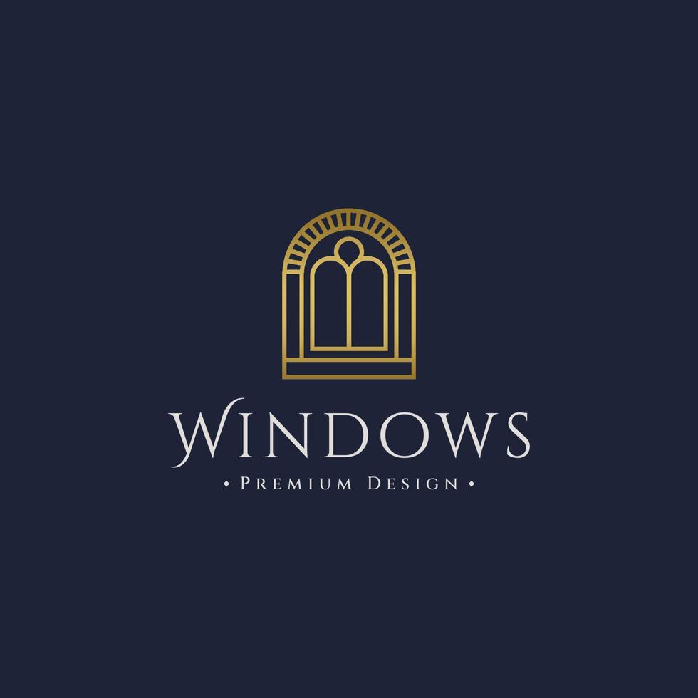 diseño de logotipo de arte de línea de ventana clásica vector