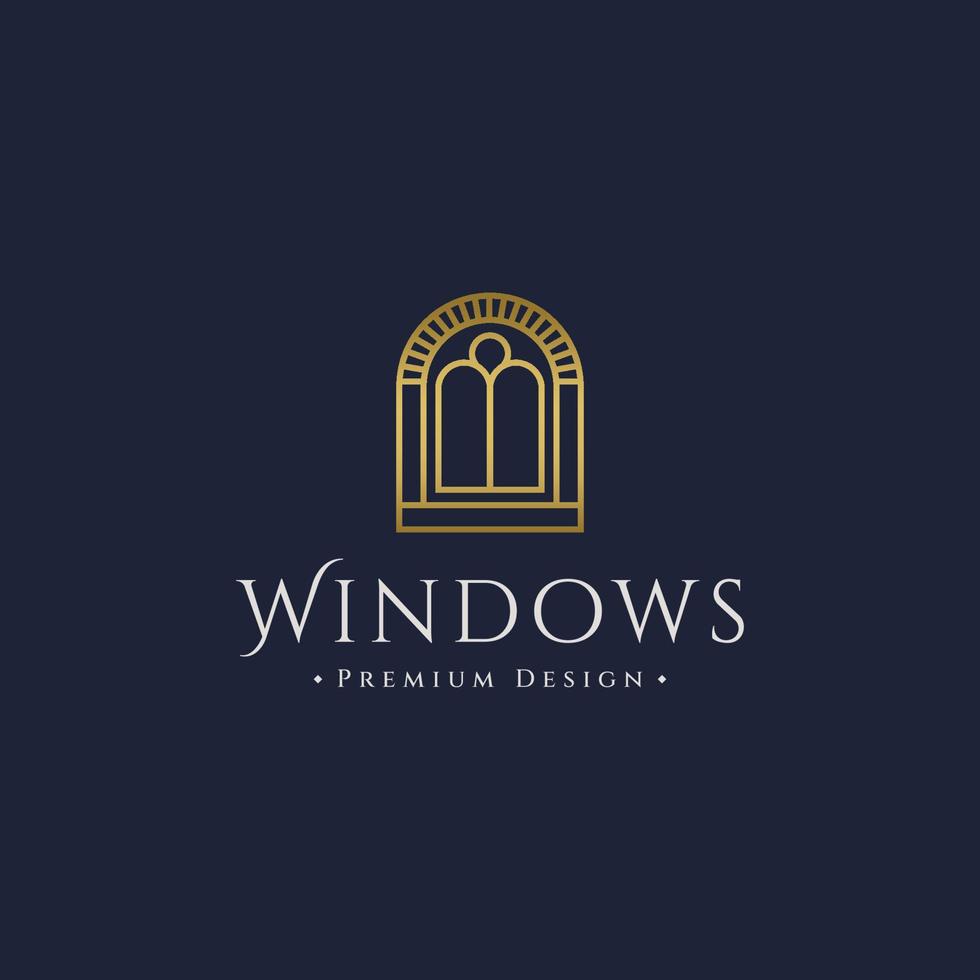 classic window line art logo design vector