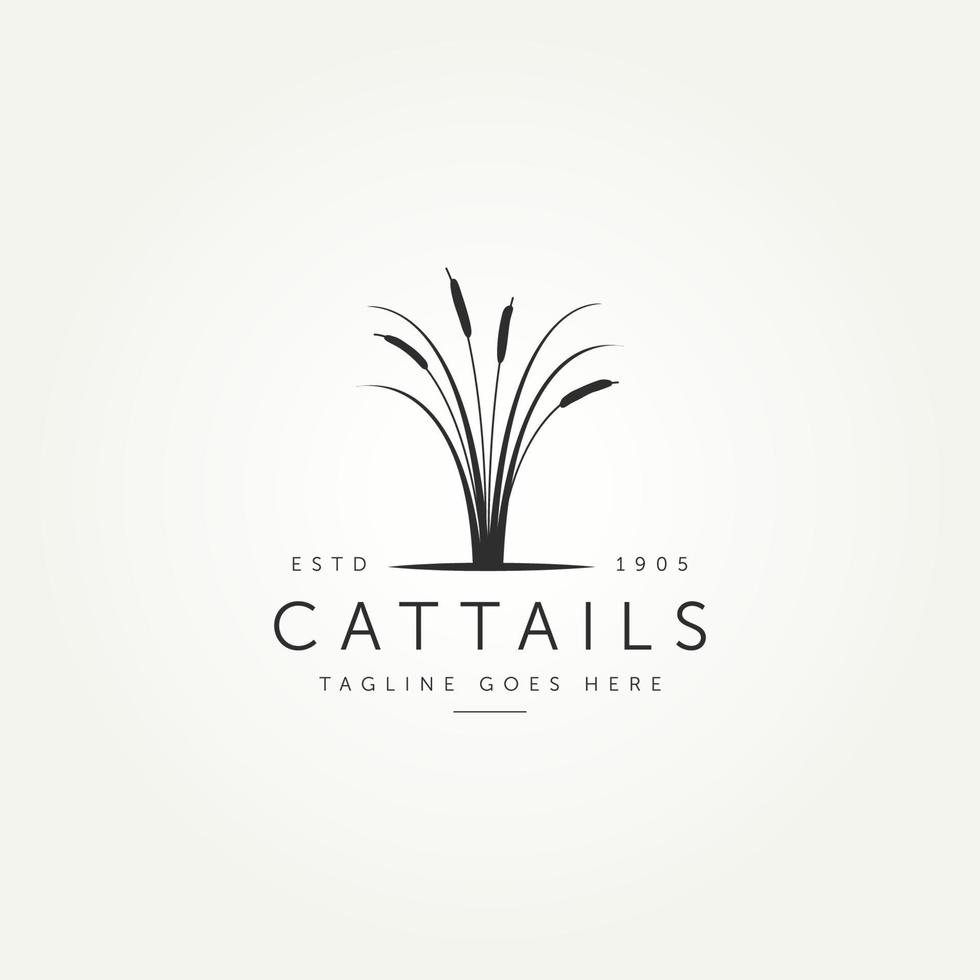 cattail silhouette logo design vector