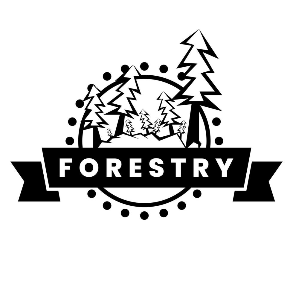 silhouette forestry logo design template vector