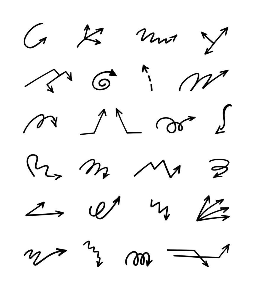 Vector set of hand-drawn arrows, elements for presentation