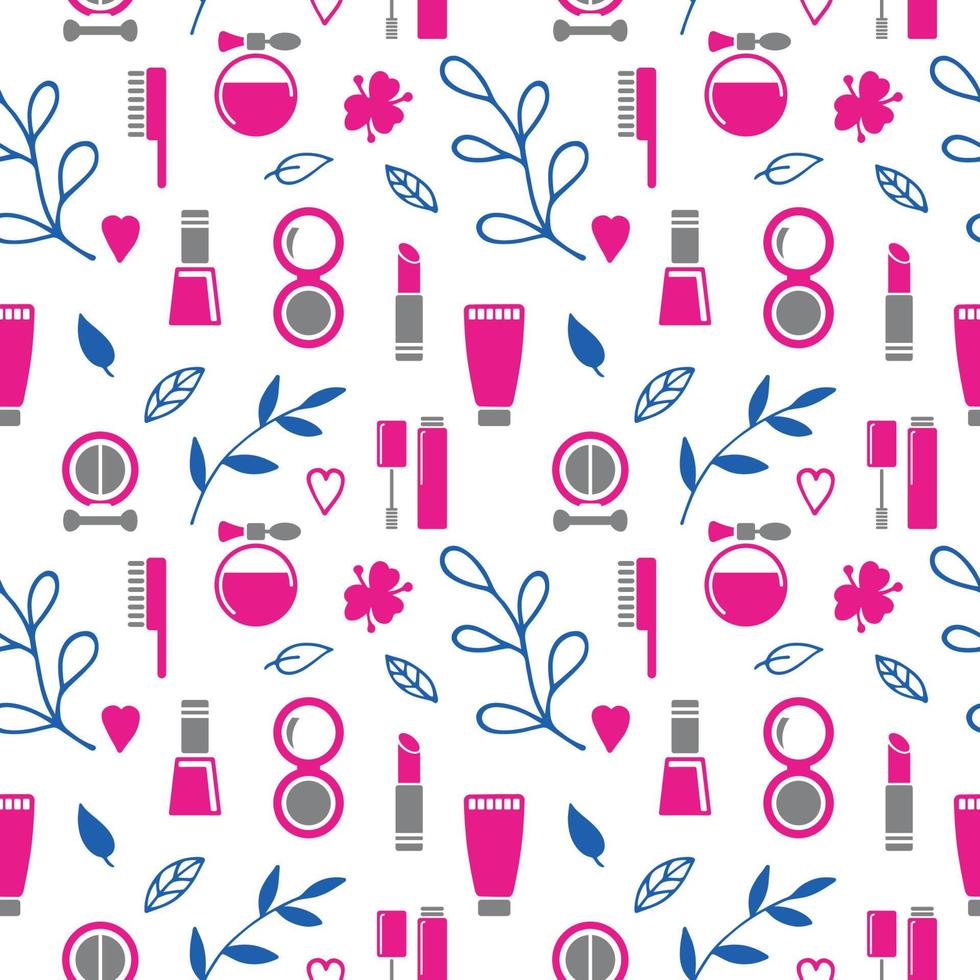 textura fluida de iconos cosméticos y elementos florales, patrón, fondo abstracto, papel tapiz vector