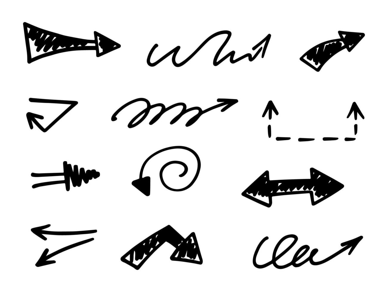 Vector set of hand-drawn arrows, elements for presentation